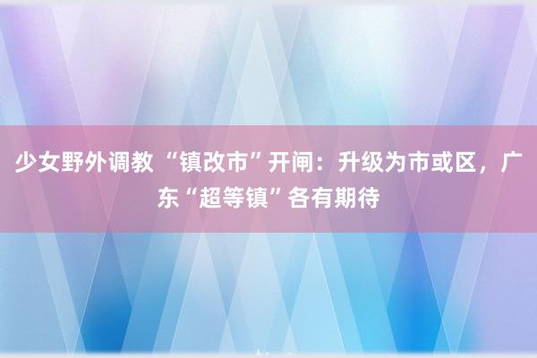 少女野外调教 “镇改市”开闸：升级为市或区，广东“超等镇”各有期待